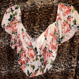 Off the shoulder floral crop top